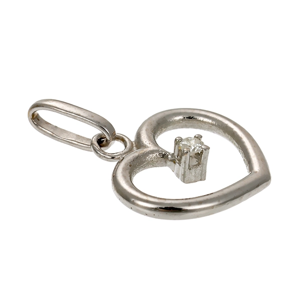 Anhänger, 14K, Weißgold, Brillant, Herz