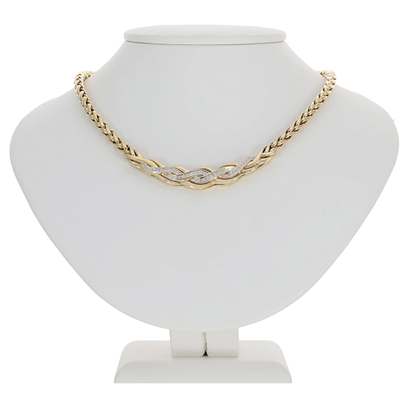 Collier, 14K, Gelb-/Weißgold, Diamanten