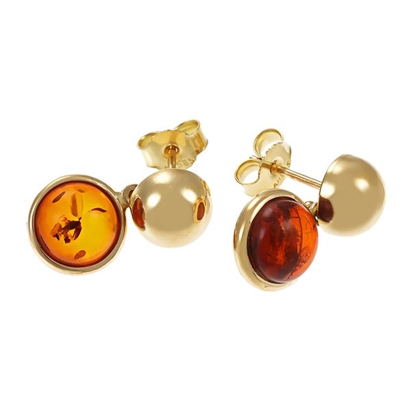 Ohrhänger, 14K, Gelbgold, 2 Bernsteine