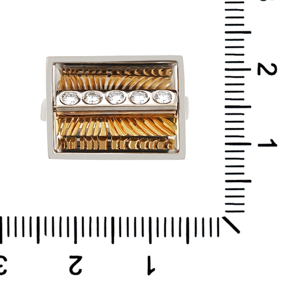 Ring, 18K, Gelb-/Weißgold, Brillanten 0,20 ct