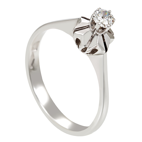 Diamantring, 18K, Weißgold, Brillant 0,16 ct