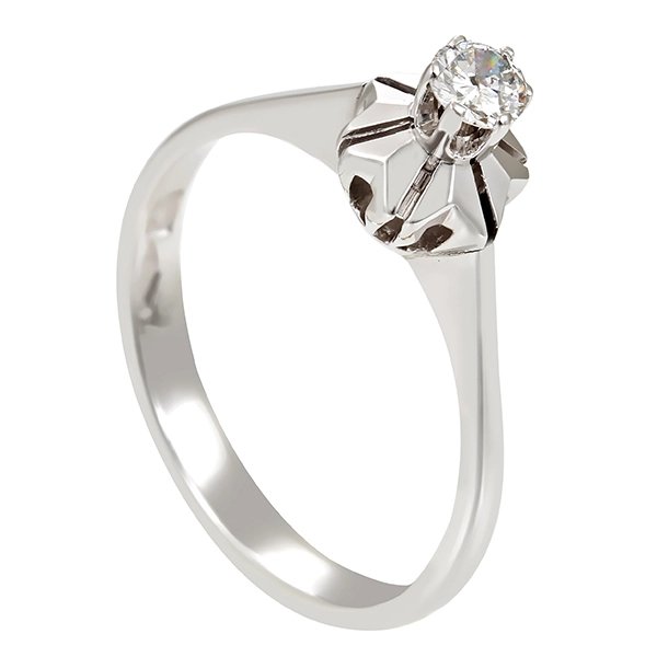 Diamantring, 18K, Weißgold, Brillant 0,16 ct