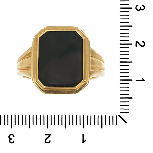 Herrenring, 14K, Gelbgold, Onyx