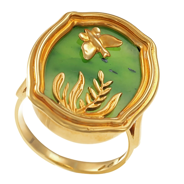 Ring, 18K, Gelbgold, Nephrit