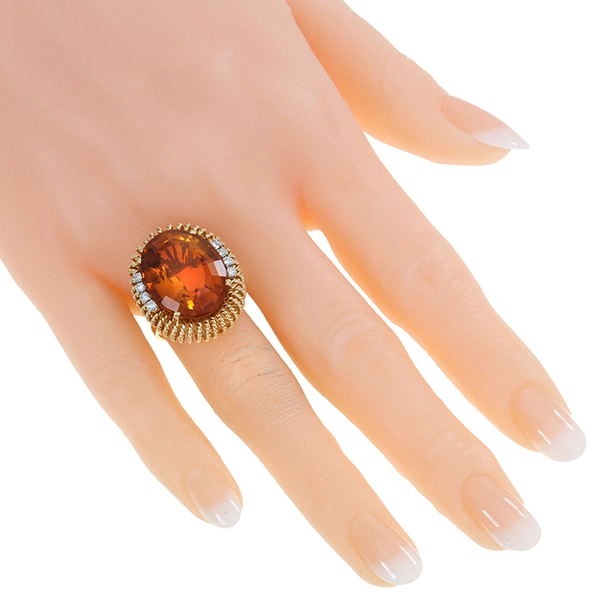Ring, 18K, Gelb-/Weißgold, Citrin, Diamanten
