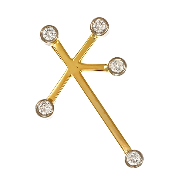 Anhänger, 18K, Gelb-/Weißgold, Brillanten 0,25 ct