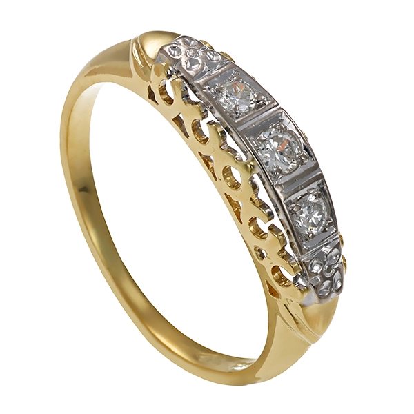 Diamantring, 14K, Gelb-/Weißgold, Brillanten 0,17 ct