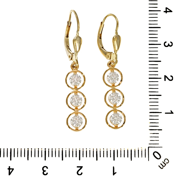 Ohrhänger, 8K, Gelbgold, Zirkonia