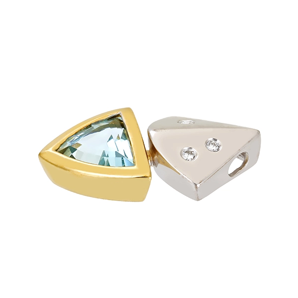 Anhänger, 14K, Gelbgold, Weißgold, Topas, Brillanten