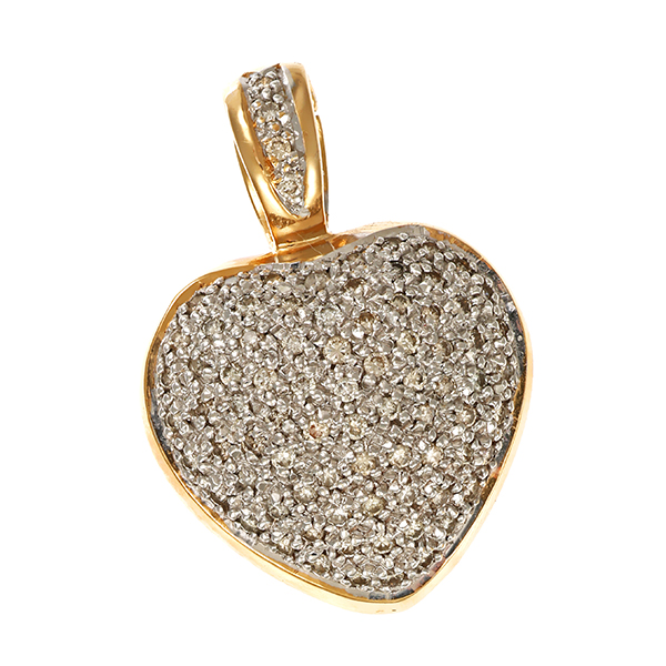Anhänger, 14K, Gelb-/Weißgold, Brillanten, Herz