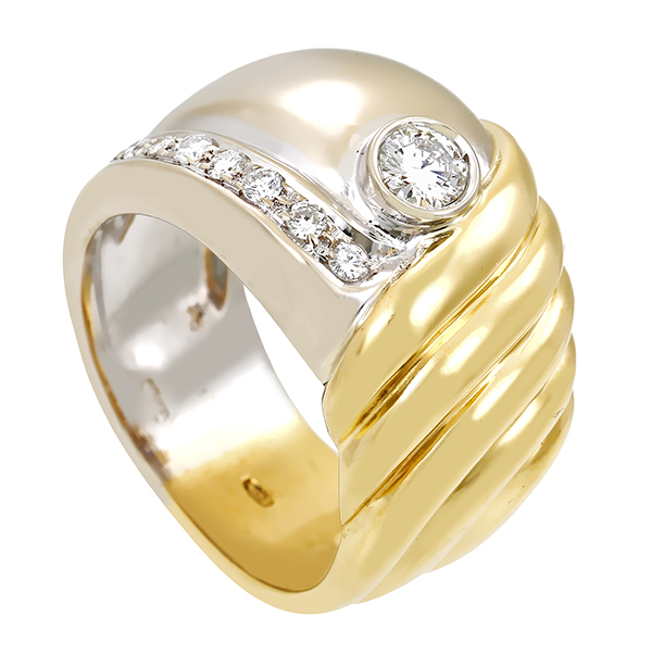 Diamantring, 18K, Gelb-/Weißgold, Brillanten 0,37ct