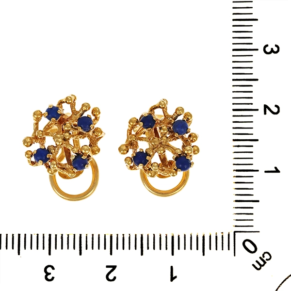 Ohrclips, 14K, Gelbgold, Lapis, Clips