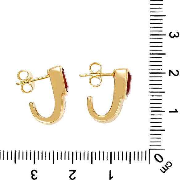 Ohrstecker, 14k, Gelb-/Weißgold, Almandin, Diamant