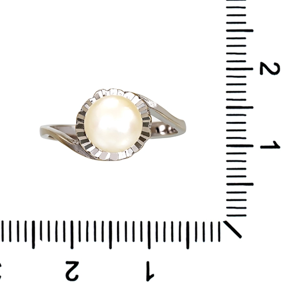 Ring, 14K, Weißgold, Perle