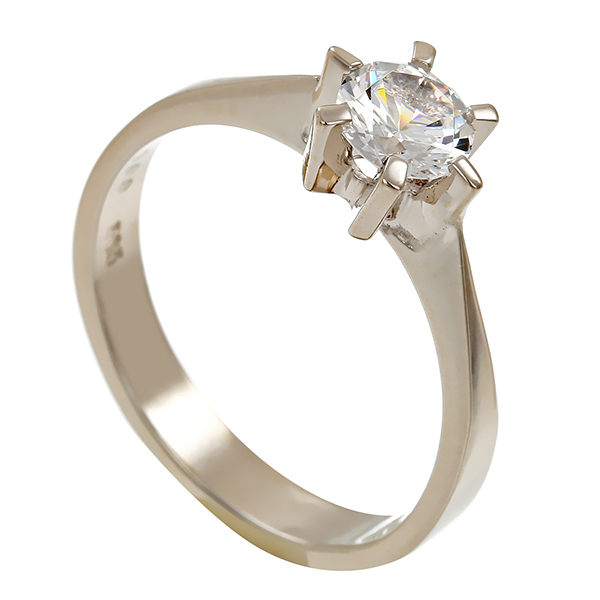 Ring, 14K, Weißgold, Zirkonia