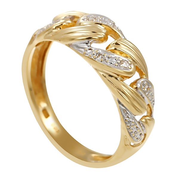 Diamantring, 14K, Gelb-/Weißgold, Diamanten