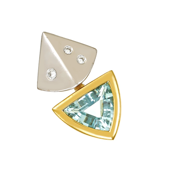 Anhänger, 14K, Gelbgold, Weißgold, Topas, Brillanten