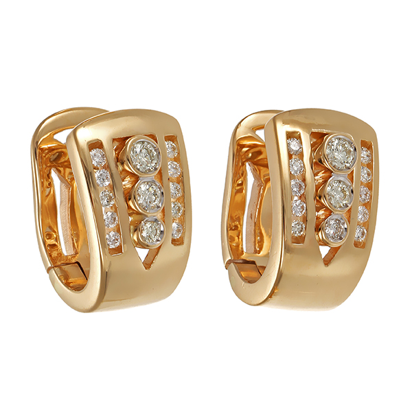 Creolen, 14K, Gelbgold, Brillanten
