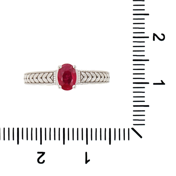 Ring, 9K, Weißgold, Rubin
