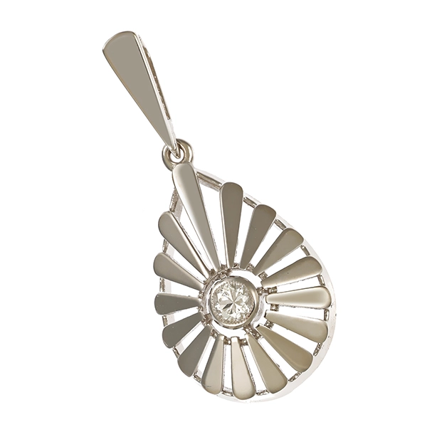Anhänger, 14K, Weißgold, Brillant