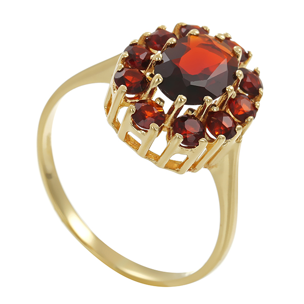 Ring, 14K, Gelbgold, Granat 