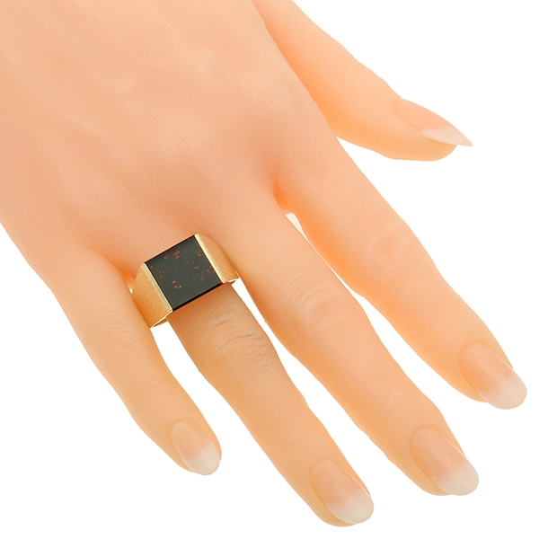 Herrenring, 14K, Gelbgold, Heliotrop