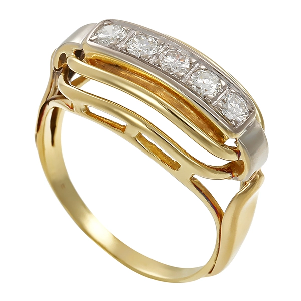 Ring, 14K, Gelb-/Weißgold, Brillanten