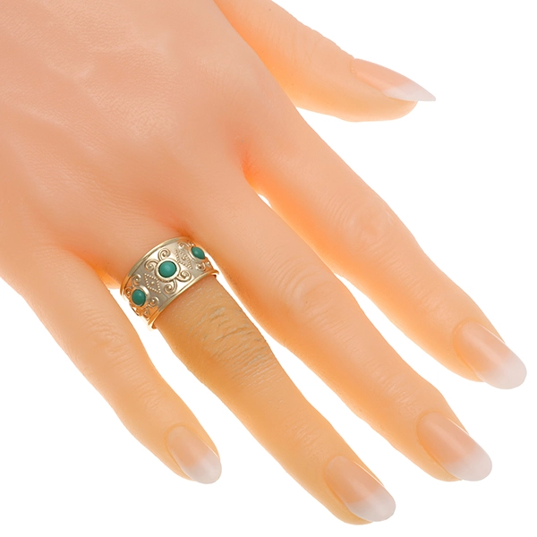 Ring, 8K, Gelbgold, Türkis rekonstruiert