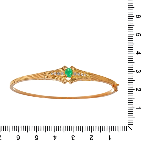 Armreif, 18K, Gelbgold, Smaragd, Brillanten