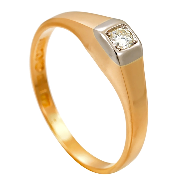 Diamantring, 18K, Gelb-/Weißgold, Brillant