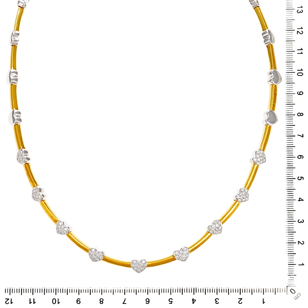Collier, 18K, Gelb-/Weißgold, Brillanten 0,99 ct, Herz