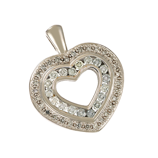 Anhänger, 14K, Weißgold, Brillanten, Herz