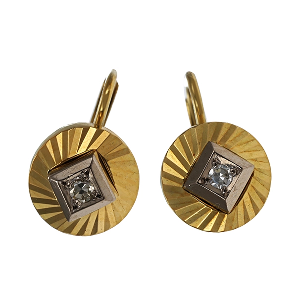 Ohrhänger, 14K, Gelb-/Weißgold, Diamanten