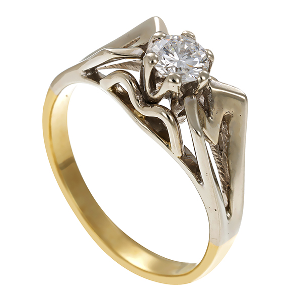 Ring, 14K, Gelb-/Weißgold, Brillanten