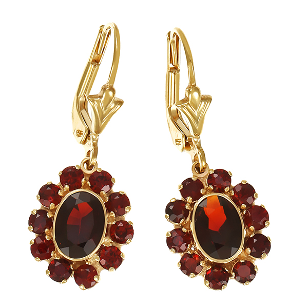 Ohrhänger, 8K, Gelbgold, Granat