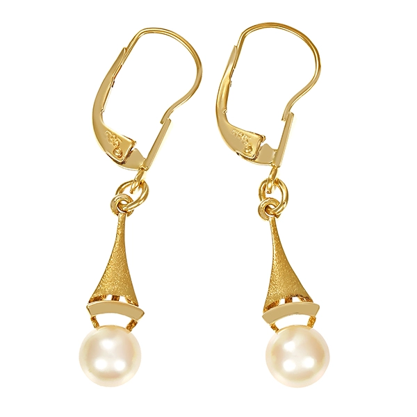 Ohrhänger, 14K, Gelbgold, Perlen