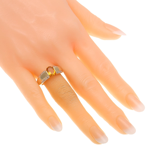 Ring, 14K, Gelbgold, Diamant, Citrin