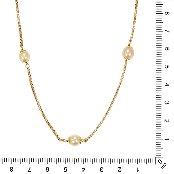 Kette, 18K, Gelbgold, Perlen