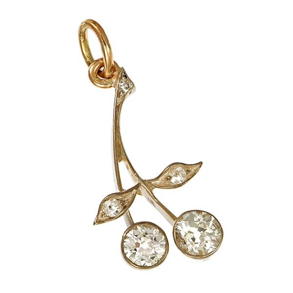 Anhänger, 14K, Gelb-/Weißgold, Diamant, Diamantrosen