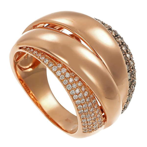 Diamantring, 18K, Rotgold, Brillanten