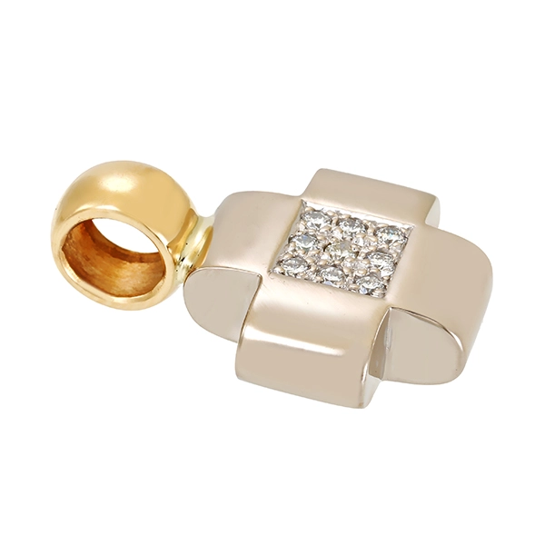Anhänger, 14K, Gelb-/Weißgold, Brillanten, Kreuz