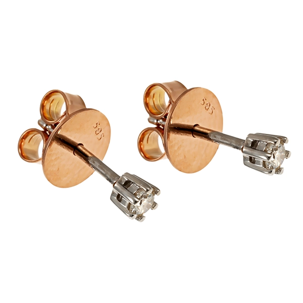 Ohrstecker, 14K, Weiß-/Rotgold, Brillanten