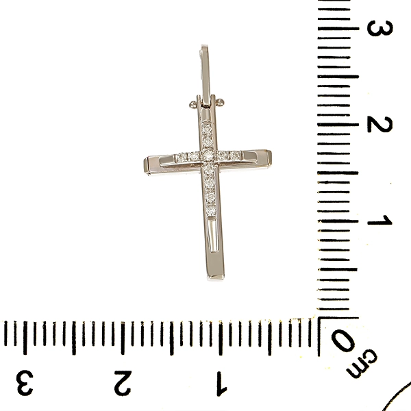 Anhänger, 18K, Weißgold, Brillanten, Kreuz