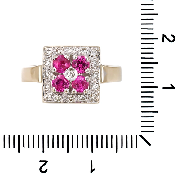 Ring, 18K, Weißgold, Brillanten, Rubine