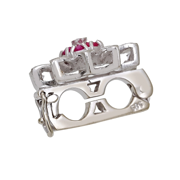 Verkürzer, 14K, Weißgold, Rubine