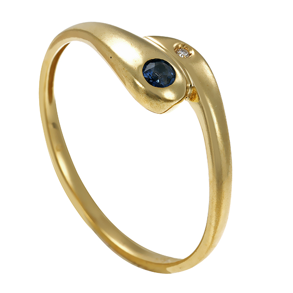 Ring, 14K, Gelbgold, Saphir, Diamant