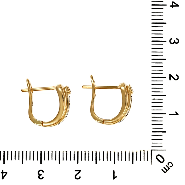 Steckcreolen, 14K, Gelbgold, 10 saphire, 2 brillanten