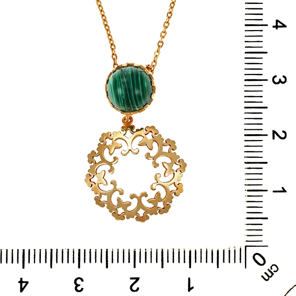 Collier, 18K, Gelbgold, Malachit