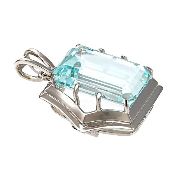 Anhänger, 14K, Weißgold, Aquamarin