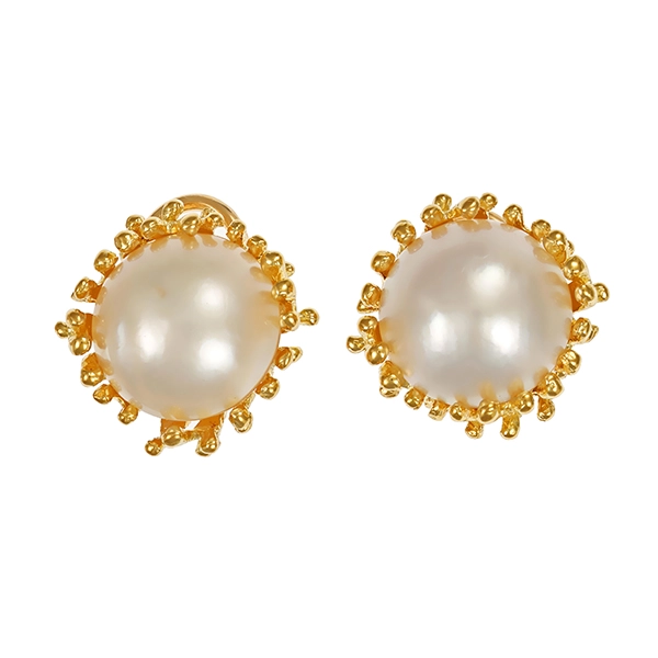 Ohrclipse, 18K, Gelbgold, Mabe Perlen